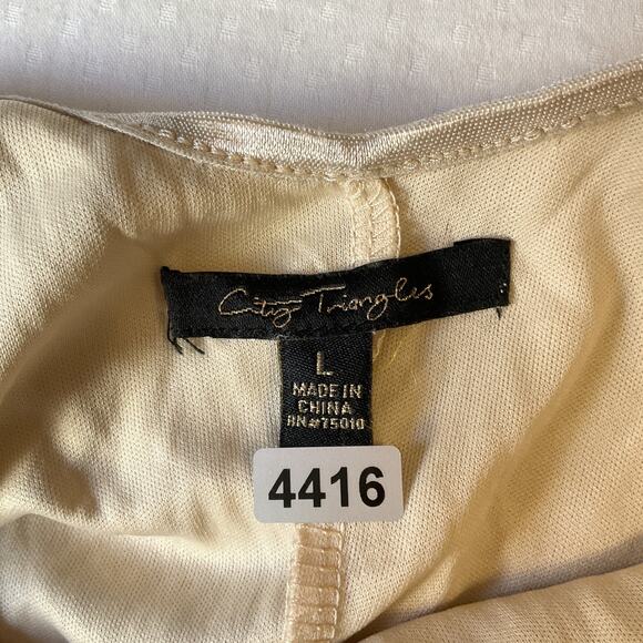 City Triangles Women Dress M Gold lining Geometric Sheath 3/4 Sleeve Knee Length - Picture 2 of 12